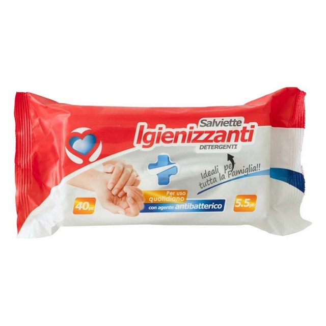 SETABLU - SALVIETTINE IGIENIZZANTI ANTIBATTERICO PER USO QUOTIDIANO , 40 PEZZI